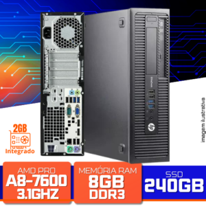 Computador HP EliteDesk 705 G1 SFF - AMD PRO A8 3.8GHz, 8GB DDR3, SSD 240GB - Windows 11 PRO