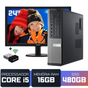 Kit Escritório/Diretor - I5 16GB SSD 480GB Com Wifi + Monitor 24" Polegadas
