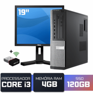 Kit Estudante - Intel Core i3, 4GB, SSD 120GB, Com Wifi + Monitor 19" Polegadas