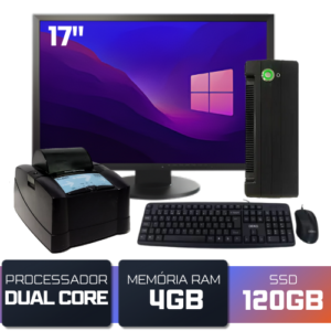 Kit Comércio - Dual Core 4GB SSD 120GB com Monitor 17" Polegadas + Impressora Térmica