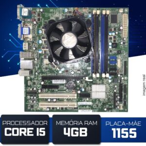 Kit Placa mãe 1155, Intel Core i5-2400, 4GB DDR3