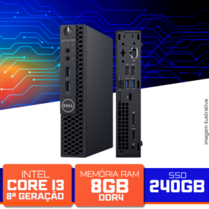Mini PC Dell Optiplex 3060 - i3-8100T 3.10GHz, 8GB DDR4, SSD 240GB, Black