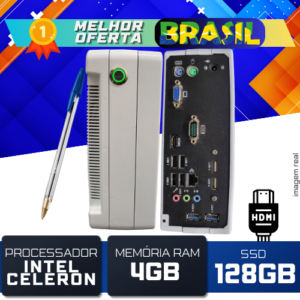 Mini PC Intel Dual Core 1.8GHz 4GB DDR3 SSD 128GB C/ HDMI - Branco