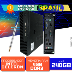 Mini PC Intel Dual Core, 4GB DDR3, SSD 240GB - Black