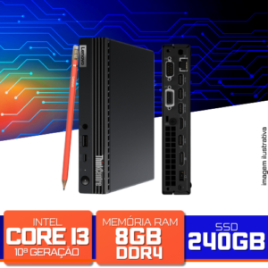 Mini PC Lenovo ThinkCentre M70q - Intel Core i3-10100t 3.00GHz, 8GB DDR4, SSD 240GB