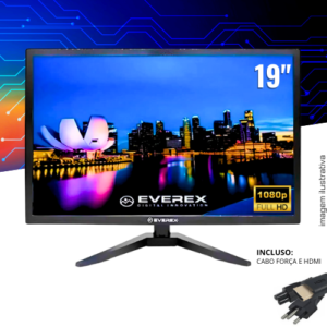 Monitor LED Everex 19" Polegadas FULL HD - HDMI - EVRM-191-NS - NOVO