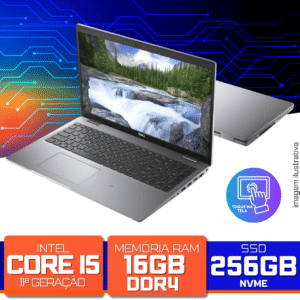 Notebook Dell Latitude 5520 - Intel Core i5-1145G7 2.60GHz, 16GB DDR4, SSD256GB NVMe, Tela 15" TouchScreen