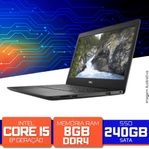 Notebook Dell Vostro 14-3480 - i5-8265u 3.90GHz, 8GB DDR4, SSD 240GB, Tela 14" - Windows 11 PRO - Black
