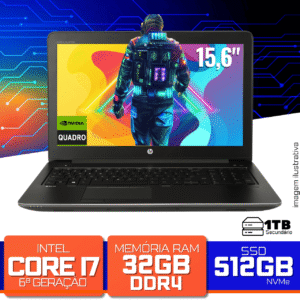 Notebook HP ZBook Intel Core i7-6a 32GB DDR4 SSD 512GB M2 HD 1TB
