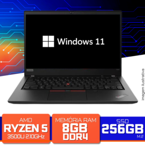 Notebook Lenovo ThinkPad T495 - AMD Ryzen 5 PRO 3500U, 8GB DDR4, SSD 256GB, Tela 14" Antirreflexo