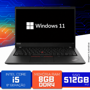 Notebook Lenovo T490 Intel Core i5-8ª geração 8GB SSD 512GB
